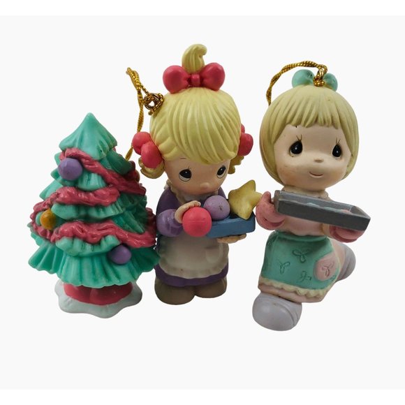 Precious Moments 2 Ornaments Home For The Holidays Enesco Plastic Vintage Boxed - Picture 2 of 10